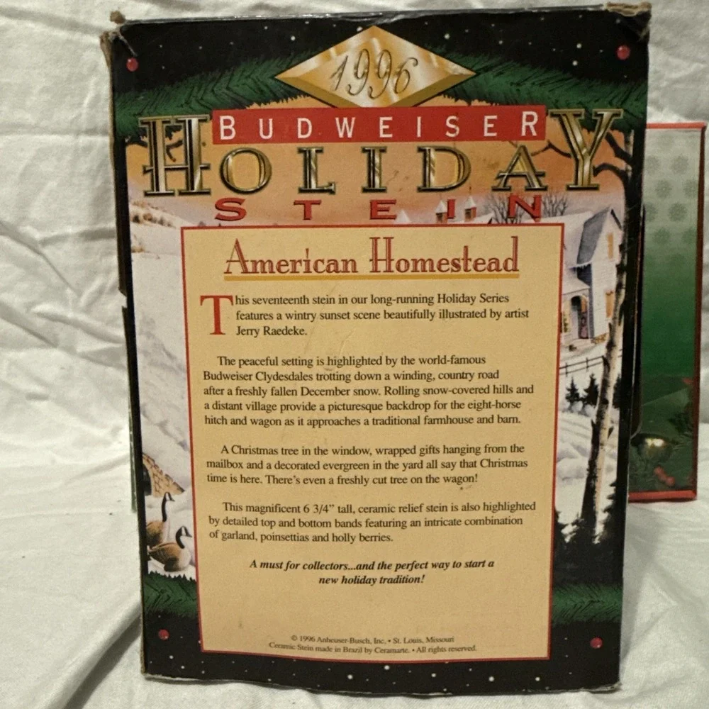 Vtg 96; 98; 04 Budweiser Holiday Stein Collection Christmas Same Day Shipping US